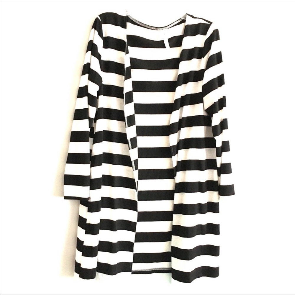 Tickled teal open front striped cardigan